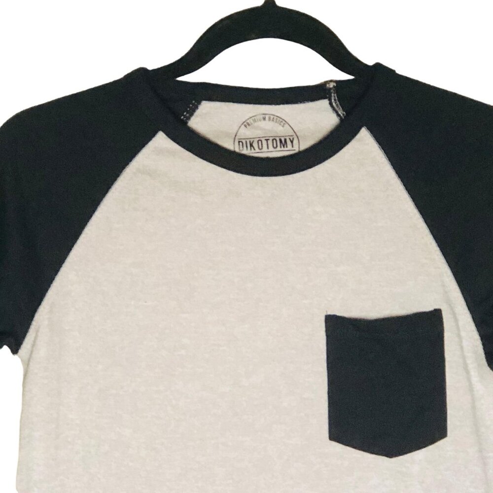 Dikotomy shirt gray black cotton blend pocket small armpit to armpit 16" READ